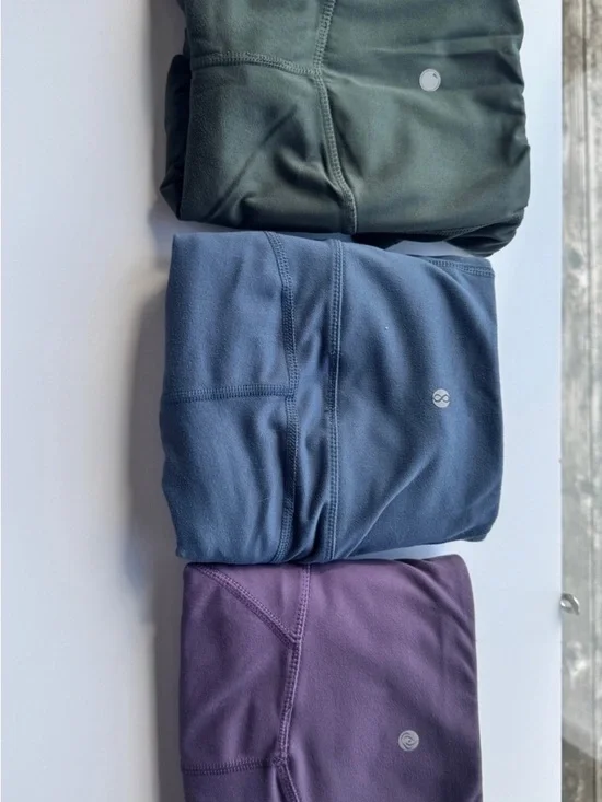 3-Pack High-Waist Leggings - Olive, Slate Blue, Purple - Picture 2 of 6